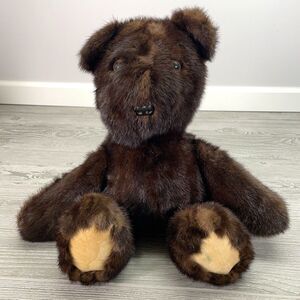 Vintage Furs by Clyde Burtrum Soft Mink Fur 18in Teddy Bear Plush Flint Michigan